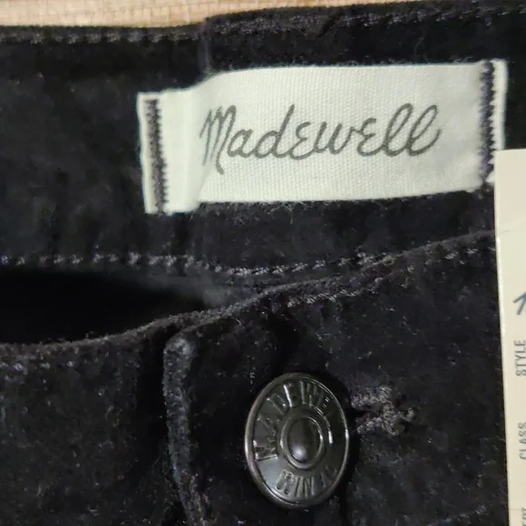 Madewell 9" Super Skinny Black Velvet Jeans NWT Size 29 - Picture 4 of 7